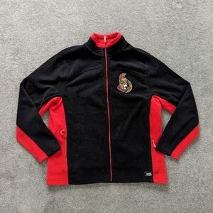 NHL Ottawa Senators Men's Fleece Zip Up Sweatshirt Size Medium Black Red Hockey